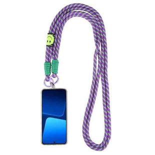 Dopamine Color Double Buckle Twist Rope Long Lanyard(Purple Green)