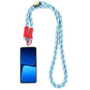 Dopamine Color Double Buckle Twist Rope Long Lanyard(Blue Red White)