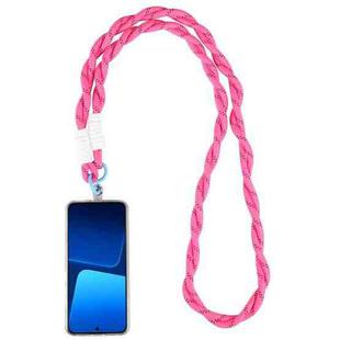 Dopamine Color Double Buckle Twist Rope Long Lanyard(Rose Red)