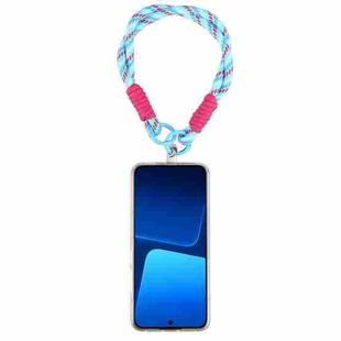 Dopamine Color Double Buckle Twist Rope Short Lanyard(Blue Red White)