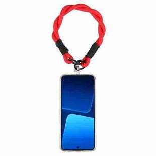 Dopamine Color Double Buckle Twist Rope Short Lanyard(Red Black)
