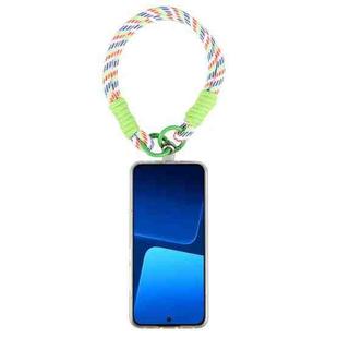 Dopamine Color Double Buckle Twist Rope Short Lanyard(Colorful Green)