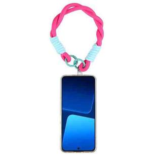 Dopamine Color Double Buckle Twist Rope Short Lanyard(Rose Red Blue)