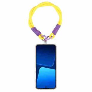 Dopamine Color Double Buckle Twist Rope Short Lanyard(Yellow Purple)