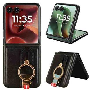For Motorola Razr 60 Ultra Wristband Leather Back Phone Case(Black)