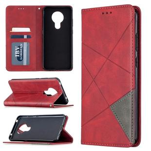 For Nokia 5.3 Rhombus Texture Horizontal Flip Magnetic Leather Case with Holder & Card Slots & Wallet(Red)