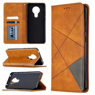 For Nokia 5.3 Rhombus Texture Horizontal Flip Magnetic Leather Case with Holder & Card Slots & Wallet(Yellow)