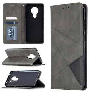 For Nokia 5.3 Rhombus Texture Horizontal Flip Magnetic Leather Case with Holder & Card Slots & Wallet(Grey)