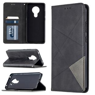 For Nokia 5.3 Rhombus Texture Horizontal Flip Magnetic Leather Case with Holder & Card Slots & Wallet(Black)