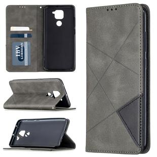 For Xiaomi Redmi Note 9 Rhombus Texture Horizontal Flip Magnetic Leather Case with Holder & Card Slots & Wallet(Grey)