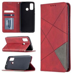 For Huawei P smart 2020 Rhombus Texture Horizontal Flip Magnetic Leather Case with Holder & Card Slots & Wallet(Red)