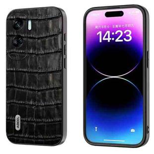 For Honor X50i 5G/90 Lite ABEEL Crocodile Texture Genuine Leather Phone Case(Black)