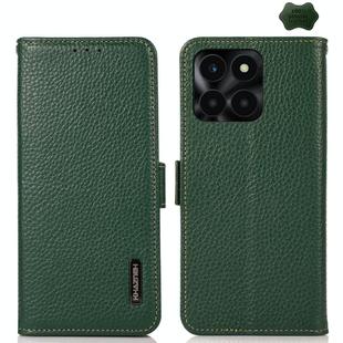 For Honor X6A KHAZNEH Side-Magnetic Litchi Genuine Leather RFID Phone Case(Green)