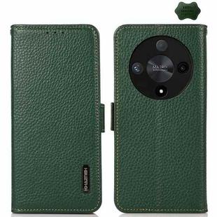 For Honor X9B KHAZNEH Side-Magnetic Litchi Genuine Leather RFID Phone Case(Green)