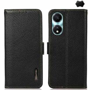 For Honor X5 Plus KHAZNEH Side-Magnetic Litchi Genuine Leather RFID Phone Case(Black)