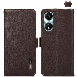 For Honor X5 Plus KHAZNEH Side-Magnetic Litchi Genuine Leather RFID Phone Case(Brown)