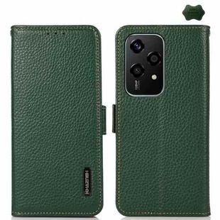 For Honor 200 Lite Global KHAZNEH Side-Magnetic Litchi Genuine Leather RFID Phone Case(Green)