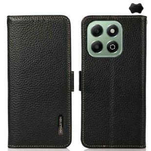 For Honor X6b KHAZNEH Side-Magnetic Litchi Genuine Leather RFID Phone Case(Black)