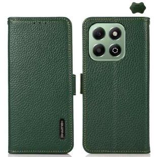 For Honor X6b KHAZNEH Side-Magnetic Litchi Genuine Leather RFID Phone Case(Green)