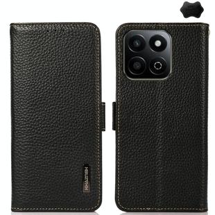 For Honor 200 Smart / Play 60 Plus KHAZNEH Side-Magnetic Litchi Genuine Leather RFID Phone Case(Black)