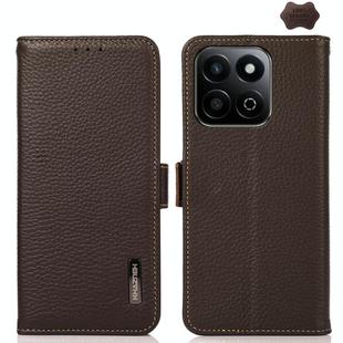 For Honor 200 Smart / Play 60 Plus KHAZNEH Side-Magnetic Litchi Genuine Leather RFID Phone Case(Brown)