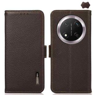 For Honor X9c KHAZNEH Side-Magnetic Litchi Genuine Leather RFID Phone Case(Brown)