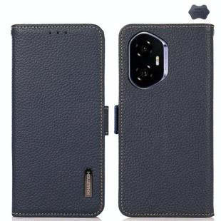 For Honor 400 KHAZNEH Side-Magnetic Litchi Genuine Leather RFID Phone Case(Blue)