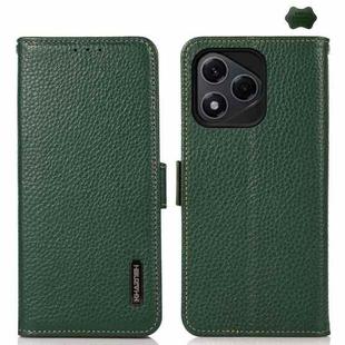 For Honor 400 Lite KHAZNEH Side-Magnetic Litchi Genuine Leather RFID Phone Case(Green)