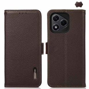 For Honor 400 Lite KHAZNEH Side-Magnetic Litchi Genuine Leather RFID Phone Case(Brown)