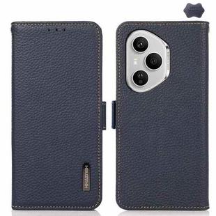 For Honor 400 Pro Global 160.8mm KHAZNEH Side-Magnetic Litchi Genuine Leather RFID Phone Case(Blue)