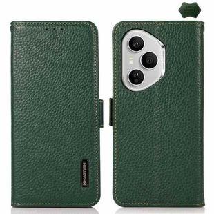 For Honor 400 Pro Global 160.8mm KHAZNEH Side-Magnetic Litchi Genuine Leather RFID Phone Case(Green)