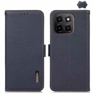 For Honor X6C 4G KHAZNEH Side-Magnetic Litchi Genuine Leather RFID Phone Case(Blue)