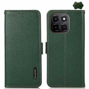 For Honor X6C 4G KHAZNEH Side-Magnetic Litchi Genuine Leather RFID Phone Case(Green)
