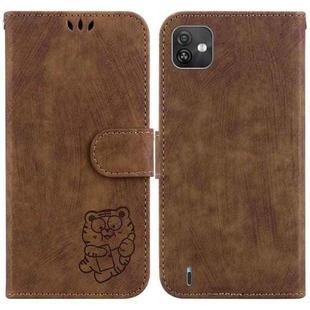For Wiko Y82 Little Tiger Embossed Leather Phone Case(Brown)