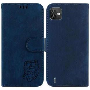 For Wiko Y82 Little Tiger Embossed Leather Phone Case(Dark Blue)