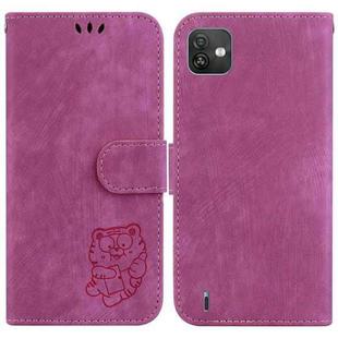 For Wiko Y82 Little Tiger Embossed Leather Phone Case(Rose Red)