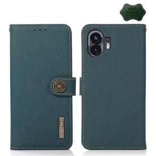 For Nothing Phone 2 KHAZNEH Custer Genuine Leather RFID Phone Case(Green)