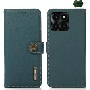 For Honor X6A KHAZNEH Custer Genuine Leather RFID Phone Case(Green)
