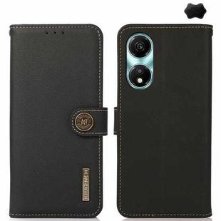 For Honor X5 Plus KHAZNEH Custer Genuine Leather RFID Phone Case(Black)