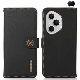 For Honor 400 Pro Global 160.8mm KHAZNEH Custer Genuine Leather RFID Phone Case(Black)