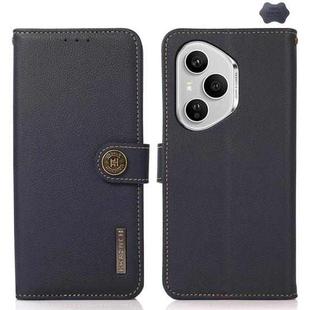 For Honor 400 Pro Global 160.8mm KHAZNEH Custer Genuine Leather RFID Phone Case(Blue)