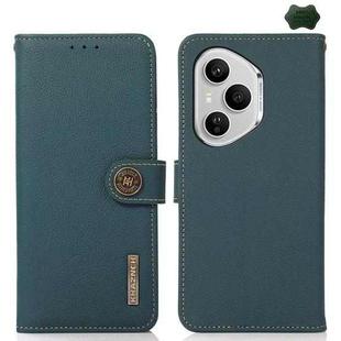 For Honor 400 Pro Global 160.8mm KHAZNEH Custer Genuine Leather RFID Phone Case(Green)