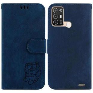 For ZTE Blade A52 Little Tiger Embossed Leather Phone Case(Dark Blue)