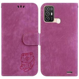 For ZTE Blade A52 Little Tiger Embossed Leather Phone Case(Rose Red)