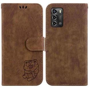 For ZTE Blade A72 / V40 Vita Little Tiger Embossed Leather Phone Case(Brown)