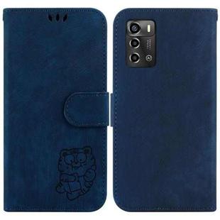 For ZTE Blade A72 / V40 Vita Little Tiger Embossed Leather Phone Case(Dark Blue)
