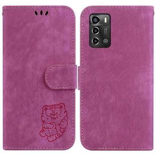 For ZTE Blade A72 / V40 Vita Little Tiger Embossed Leather Phone Case(Rose Red)