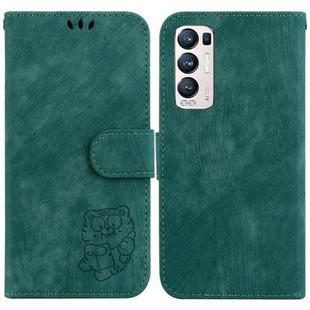 For OPPO Find X3 Neo / Reno5 Pro+ 5G Little Tiger Embossed Leather Phone Case(Green)