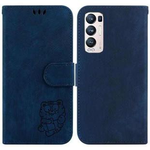 For OPPO Find X3 Neo / Reno5 Pro+ 5G Little Tiger Embossed Leather Phone Case(Dark Blue)