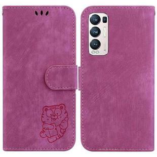For OPPO Find X3 Neo / Reno5 Pro+ 5G Little Tiger Embossed Leather Phone Case(Rose Red)